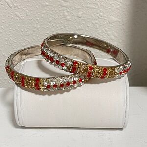 Vintage Bracelets Bangles Rhinestones Hollywood Registry Set of 2